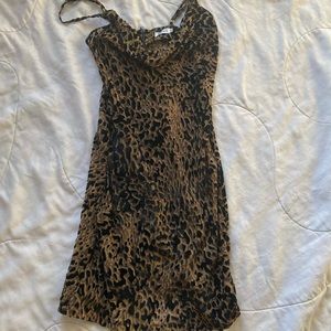Size medium leopard print semi sheer mini dress with zipper